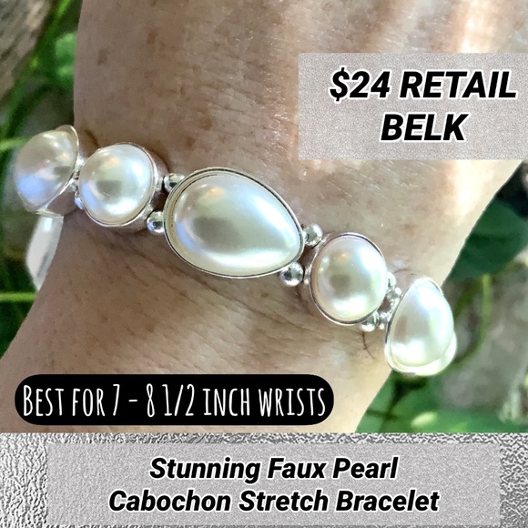 Pearl Cabochon Stretch Bracelet ⭐️ BELK $24 RETAIL ⭐️New w/ Tag - Picture 1 of 8